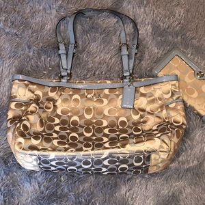 Light Blue/Tan Coach Bag and matching wallet